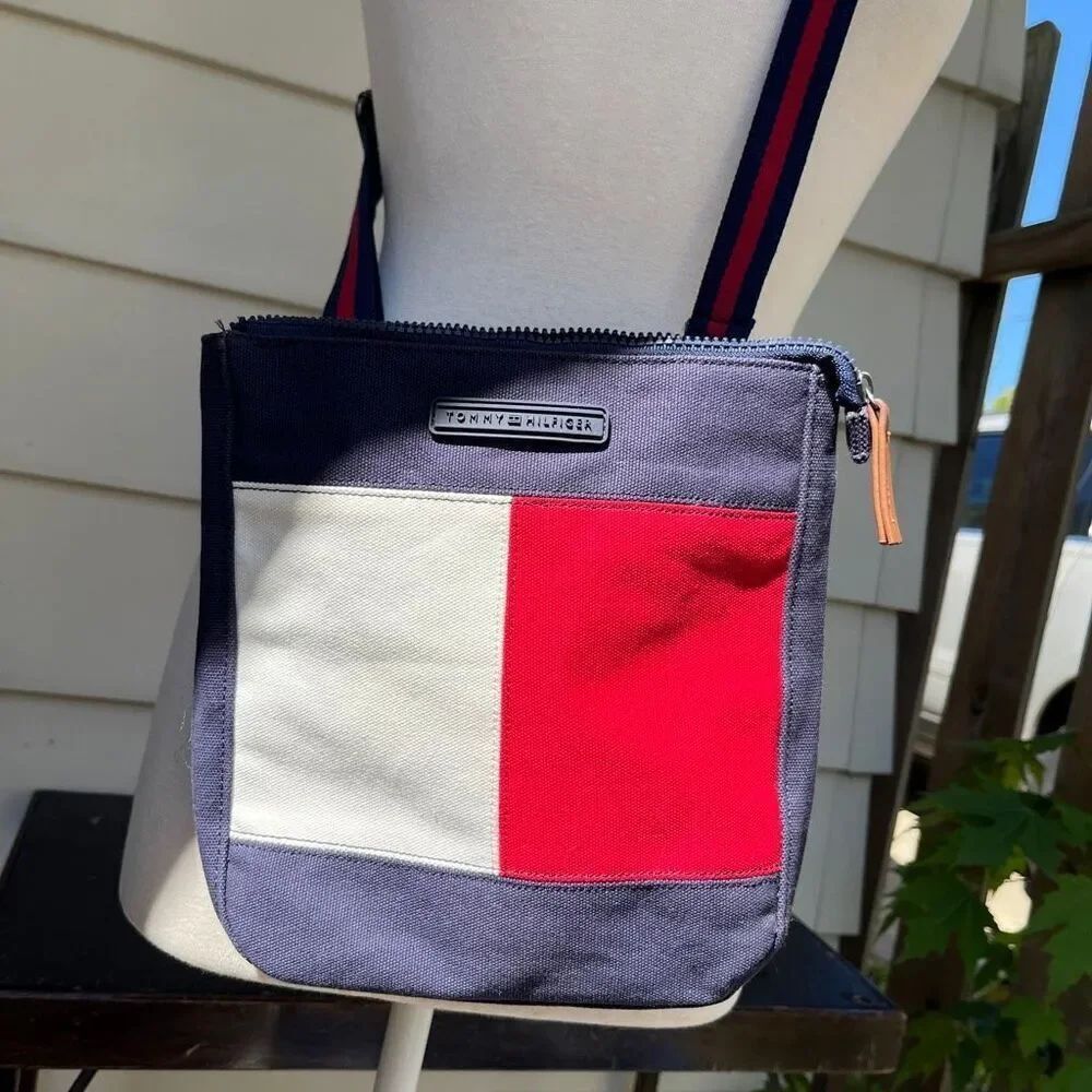 Tommy Hilfiger Flag Canvas Crossbody Bag Preppy 90s Americana Mini Tote